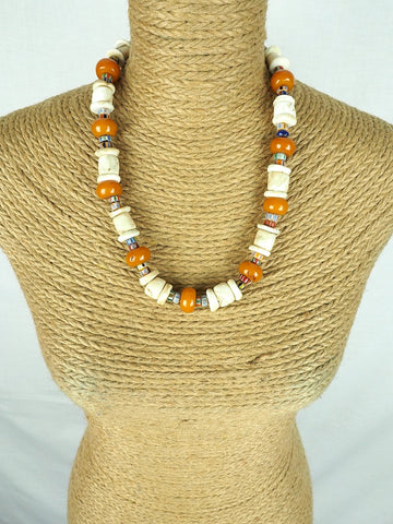 Shell and Amber Tibetan necklace