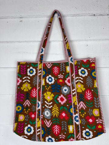 Blockprint Tote Bag (Brown)