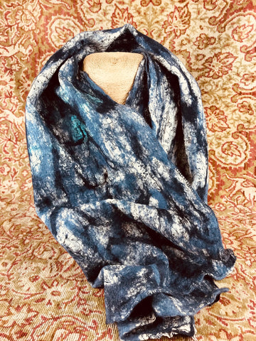 A Merino Wool & Recycled Sari Silk Scarf