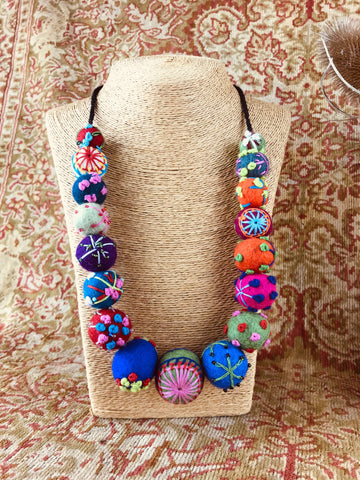 Embroidered Felt Necklace