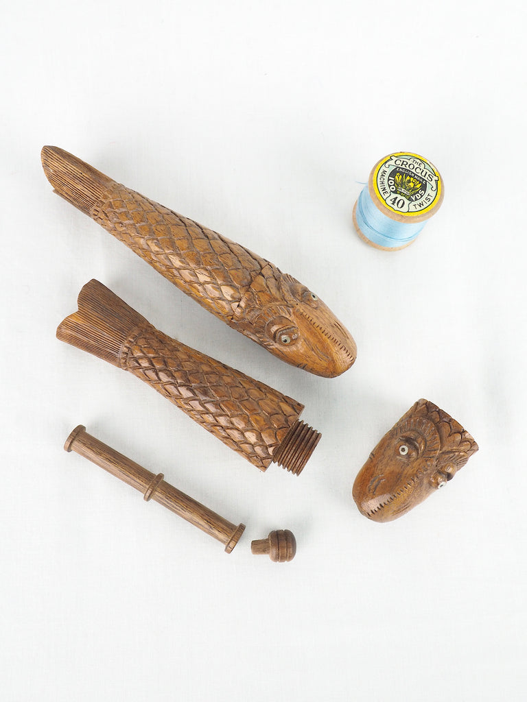 Large Wooden Fish Needle Case