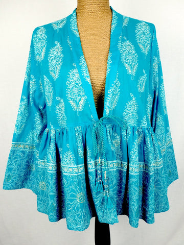 Flared Paisley Drawstring Jacket