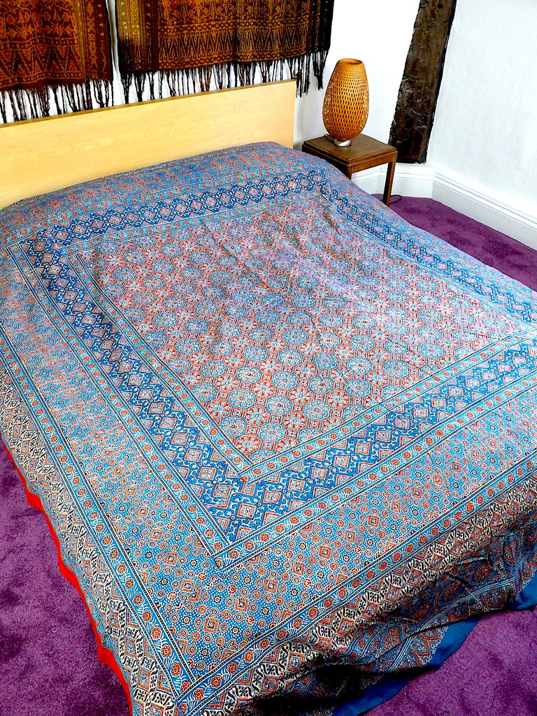 Blockprint Ajrak Bedcover