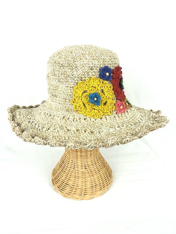 Hemp Cotton Hat Floral 1