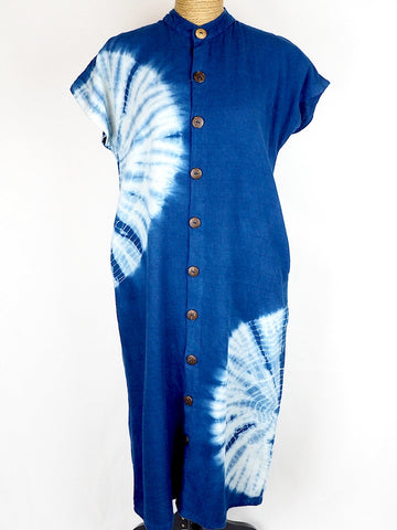 Indigo Chinese Collar Dress
