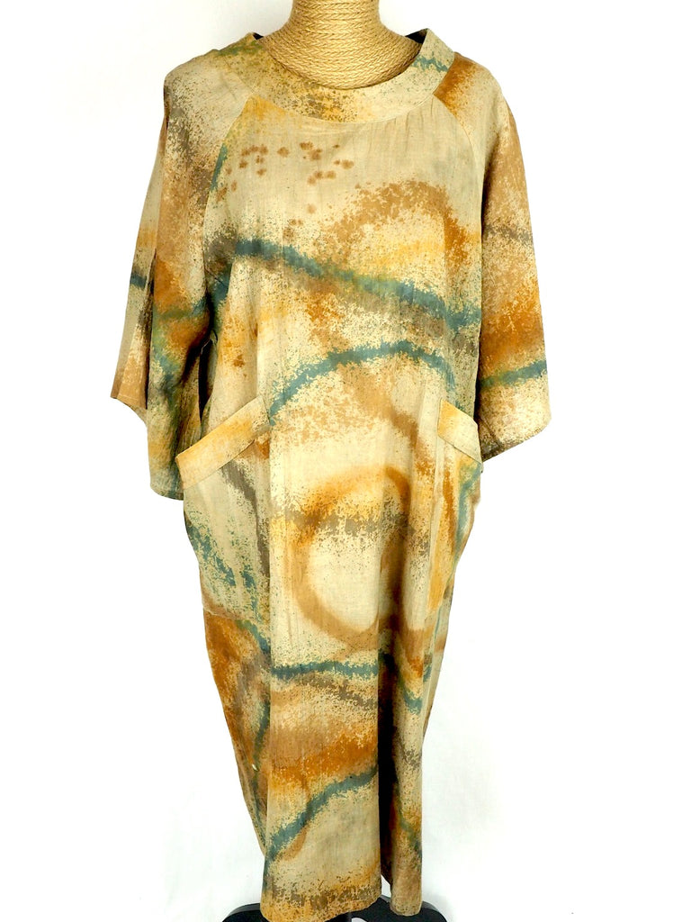 Angel Sleeve Ecoprint Dress