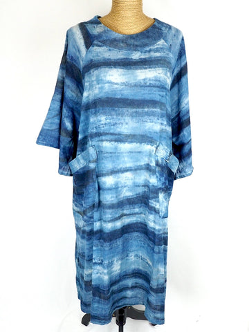 Angel Sleeve Indigo Dress